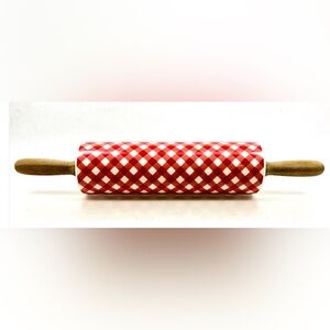 Pioneer Woman Rolling Pin Red White Gingham Kitchen Decor Baking‎ Tool
